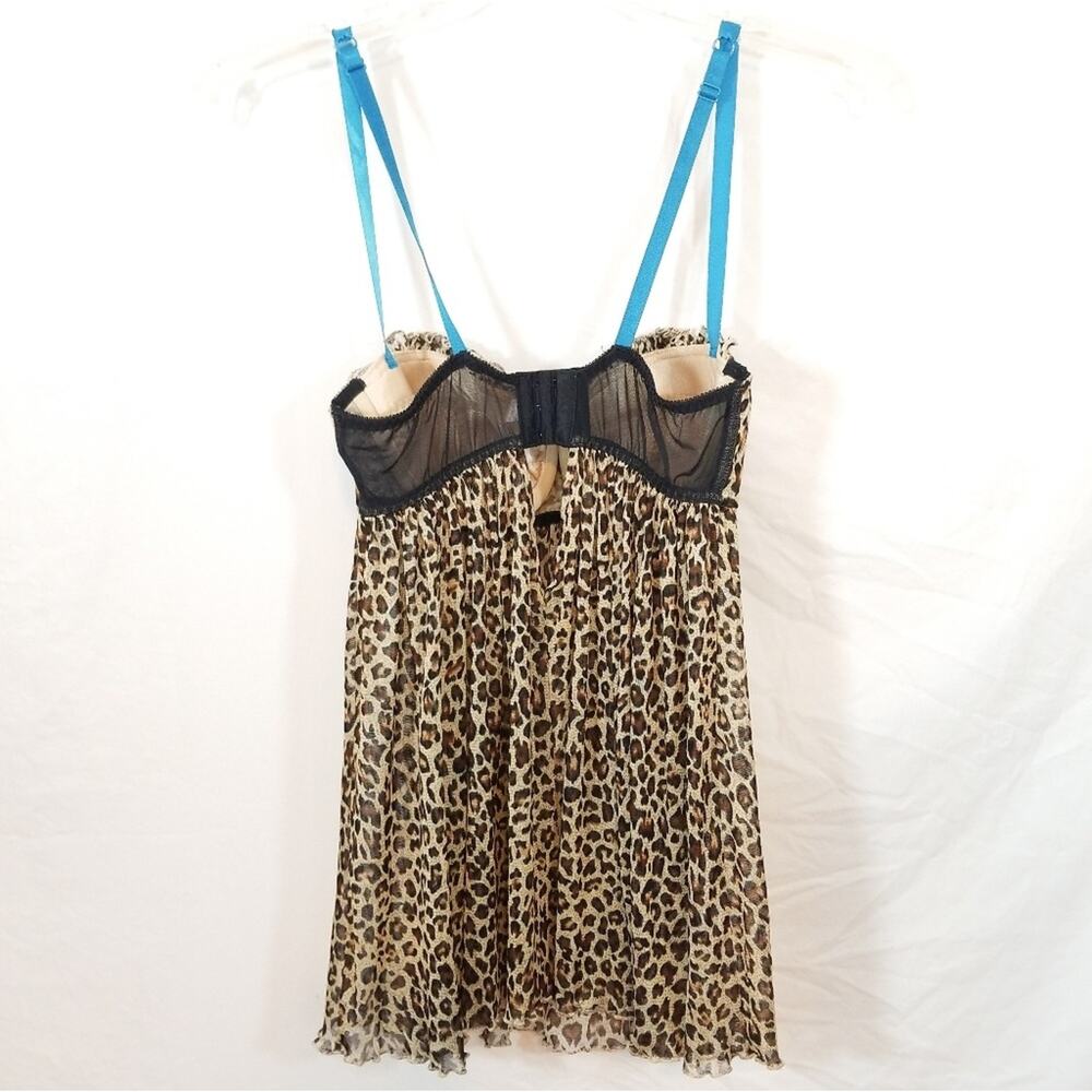 Cacique leopard nitie built in bra blue accent XS - Picture 3 of 6